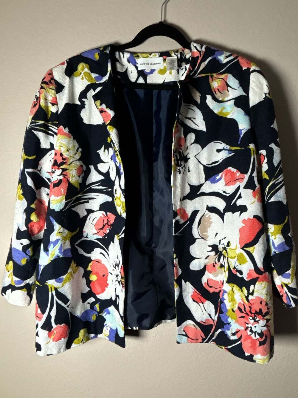 Alfred Dunner Women's Floral Print Open Front Blazer Jacket Size 16